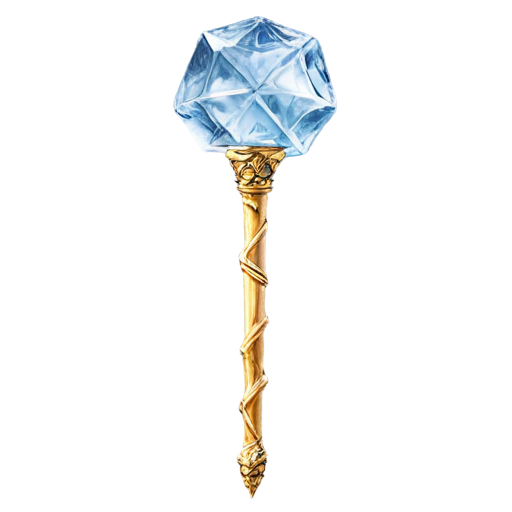 The coolest magic staff of the ice wizard is tilted 45 degrees - icon | sticker