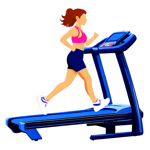 Vector image of blue treadmill for fitness - icon | sticker