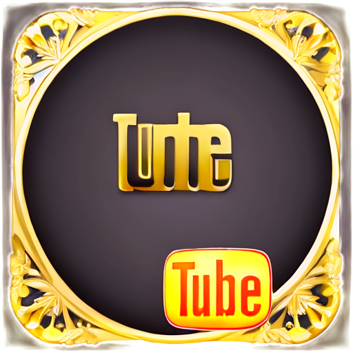 Youtube logo and Freetube logo, simple background, gold on black, logo design, black background - icon | sticker