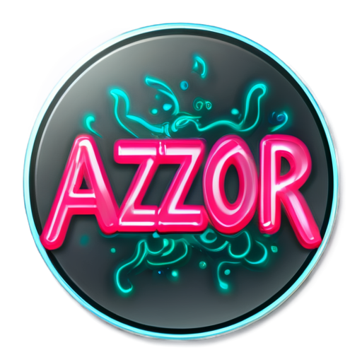 The inscription "Azoor" is made by embossing on metal in neon color - icon | sticker