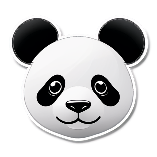 A pandas face, super simplistic, grey and white, modern logo - icon | sticker