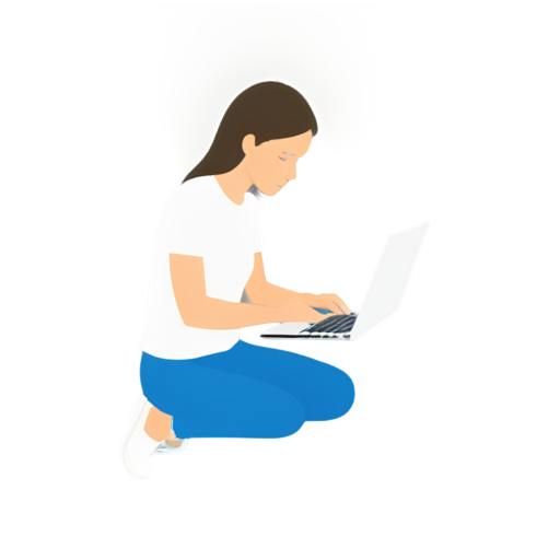 a girl drawing disign of internet web site using Photoshop at her not apple laptop - icon | sticker