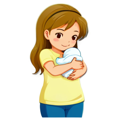 parent with baby hug icon light beige no background - icon | sticker