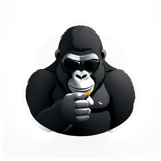 happy gorilla with dark sunglasses smoking a sigar - icon | sticker