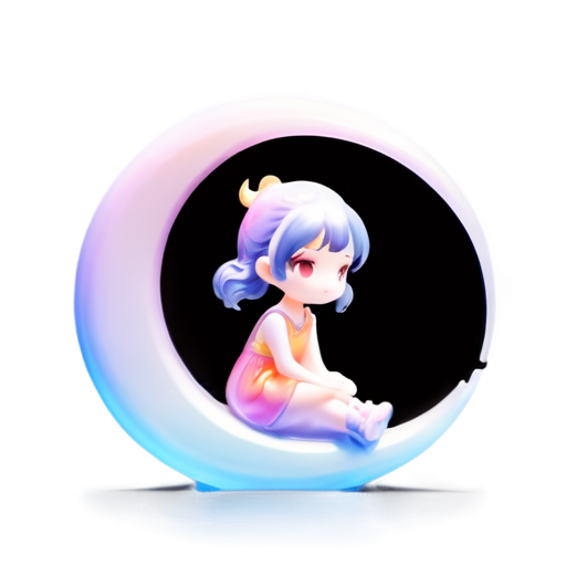 A fairy sitting on a crescent moon simple logo - icon | sticker