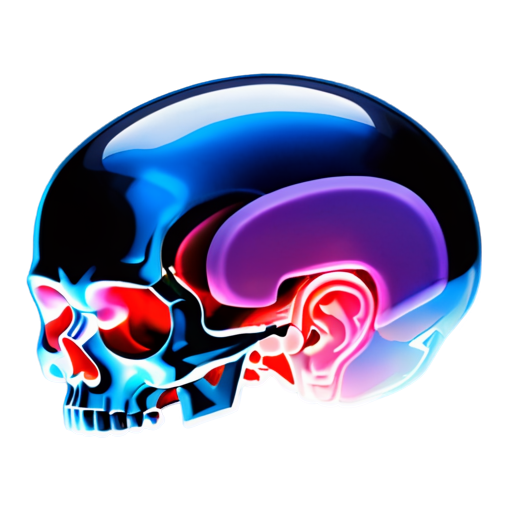A brain that's been pierced with a knife blade. X-ray style. - icon | sticker
