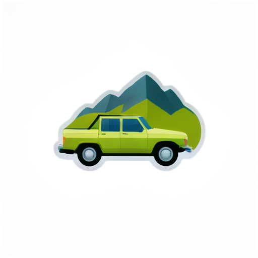 road, nature, lake, mountain jeep - icon | sticker