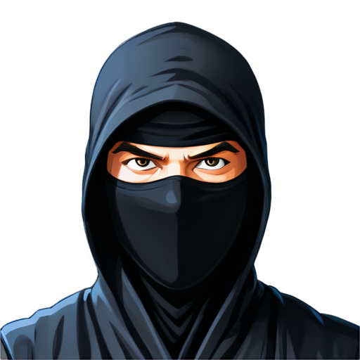 black, angry ninja logo, for a crypto token - icon | sticker