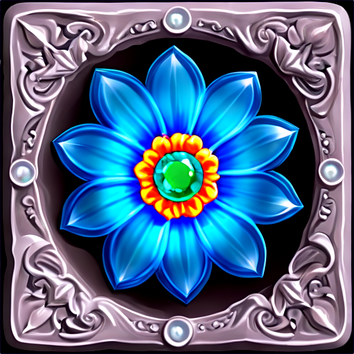 intricate magic stone slab with gem flower - icon | sticker