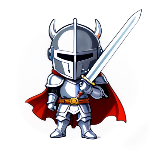 Sketch knight with sword on a back Concept art - icon | sticker