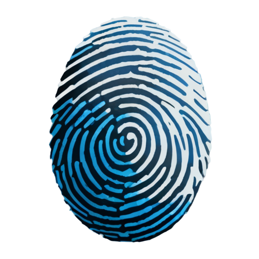 fingerprint logo, flat style, blue color - icon | sticker