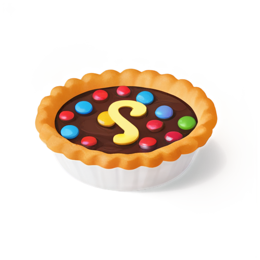 The pie is sprinkled with number-shaped candies and a pen is placed next to it - icon | sticker