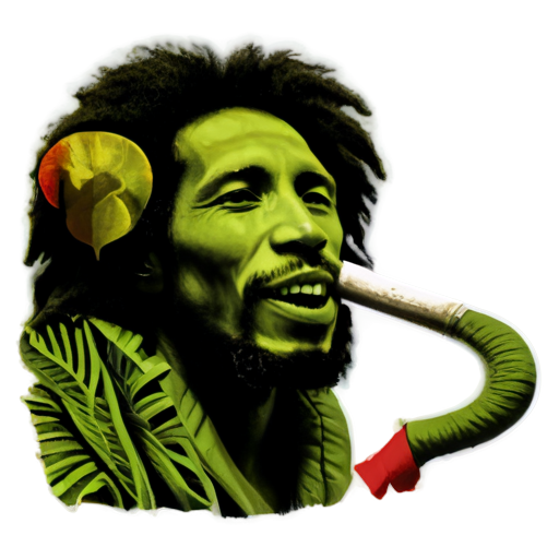 The elephant with Bob Marley's face smokes ganja - icon | sticker