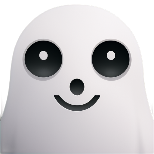 Create a logo for an app named "Story Ghost". The design should feature a friendly, white ghost with the following attributes: Appearance: The ghost should have a smooth, rounded shape rather than sharp or spooky edges. It should appear sweet and approachable, not frightening. Expression: Give the ghost a playful and slightly mischievous expression, with a hint of curiosity in its eyes. The eyes should be large and expressive, conveying a sense of secretiveness. Details: Include subtle elements that hint at secrets, such as a small, enigmatic smile or a faint, wavy aura around the ghost. You might also use a soft gradient or glow effect to emphasize this mysterious quality. Color and Style: The ghost should be primarily white with soft, pastel accents to enhance its friendly appearance. The style should be clean and modern, suitable for a digital app icon. Iconography: Ensure the ghost is simple and recognizable at small sizes, such as those used in app icons. Avoid overly complex details that might not be visible in smaller formats. Background: Keep the background minimalistic or transparent to ensure the logo stands out well on various app interfaces and backgrounds. - icon | sticker