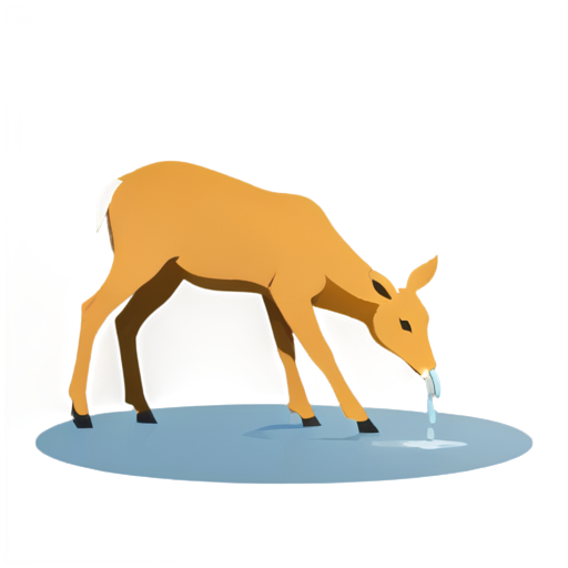 a deer drinking water - icon | sticker