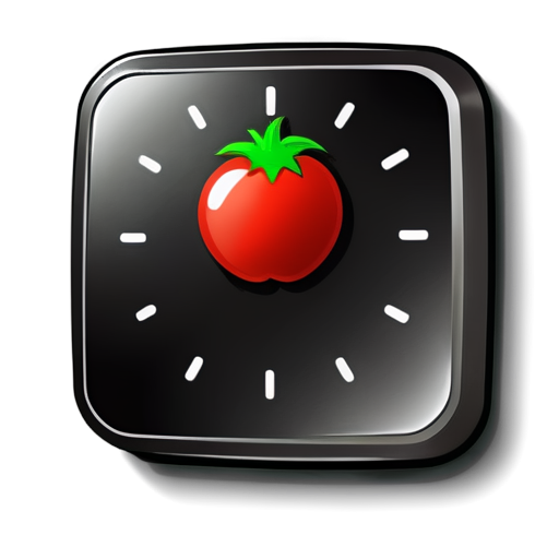 A logo flat style with hard outlines for a pomodoro timer that integrates with notion. The logo itself should be wrapped into a square with curved angles - icon | sticker