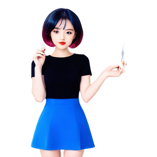 A beautiful short haired woman with a cigarette in her hand and she looks stunning for my profile dark feminine and also the background make it cool black i don't want a Korean looking something like natural color - icon | sticker
