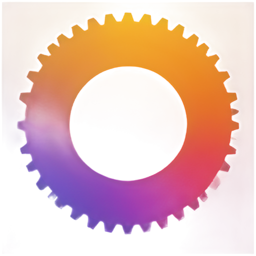 One Gear colored gradient left to right orange to violet - icon | sticker