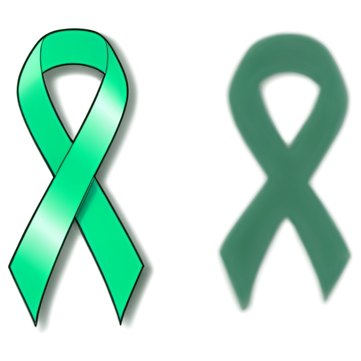 Green ribbon symbolic for mental health and love - icon | sticker