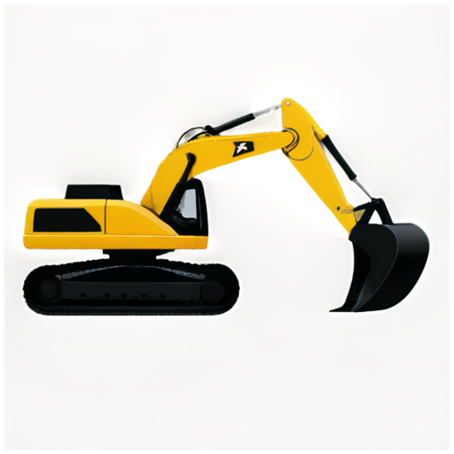 excavator, side view, flat, minimalistic, black and white, separated elements - icon | sticker