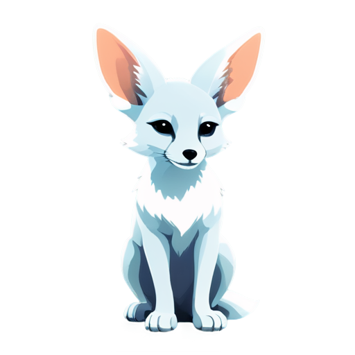 a profile of sitting fennec fox in silver and azure blue colors for a gamer - icon | sticker