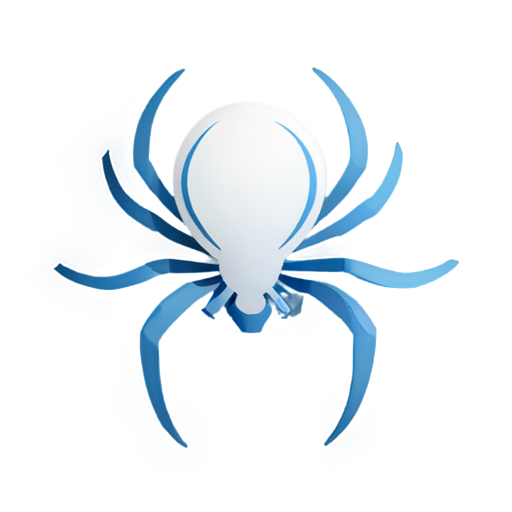 spider,white and blue,in the style of minimalistic - icon | sticker