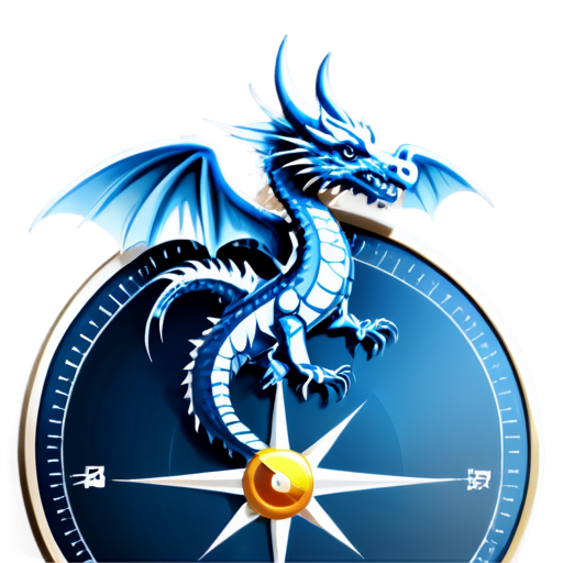 dragon compass icon pointing north - icon | sticker