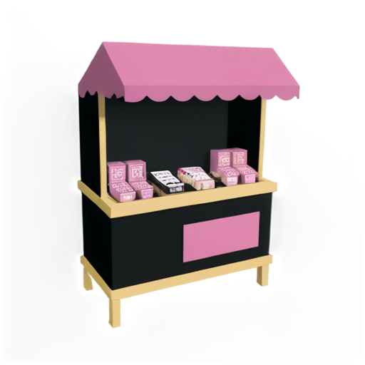 A Bazaar Stand featuring Purple and Pink colors only set againts a black background. Selling board games - icon | sticker