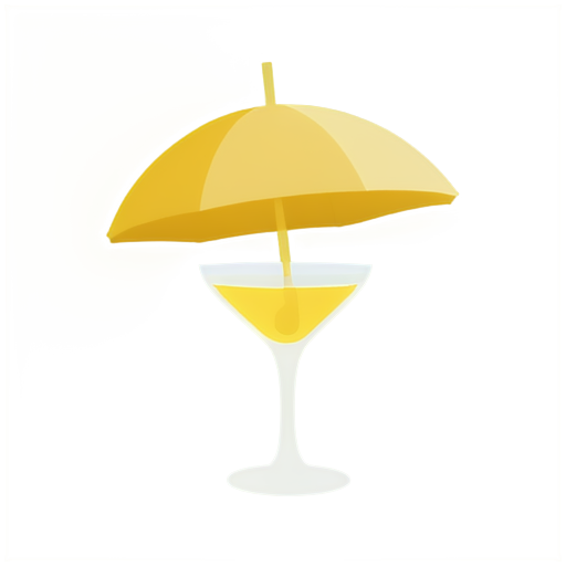 bee under a beach umbrella with a cocktail glass with a straw - icon | sticker