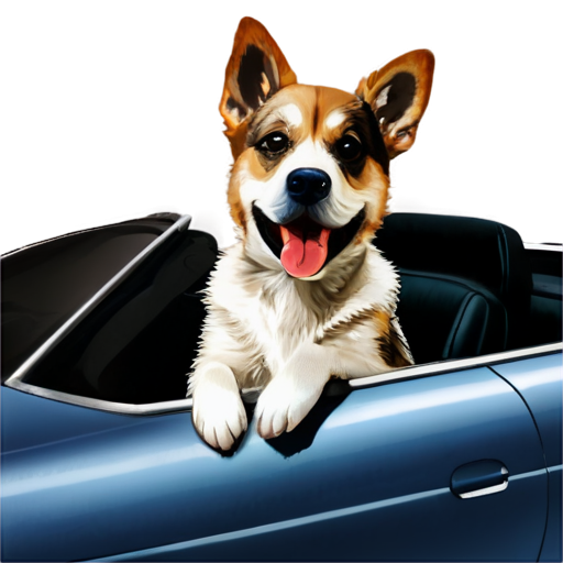 dog in a car - icon | sticker