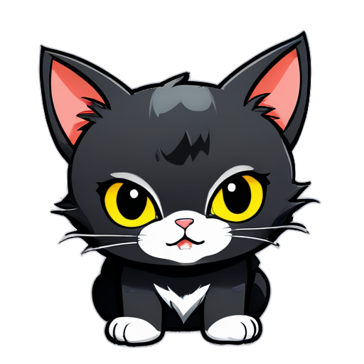 Evil face of a cat in anime style - icon | sticker