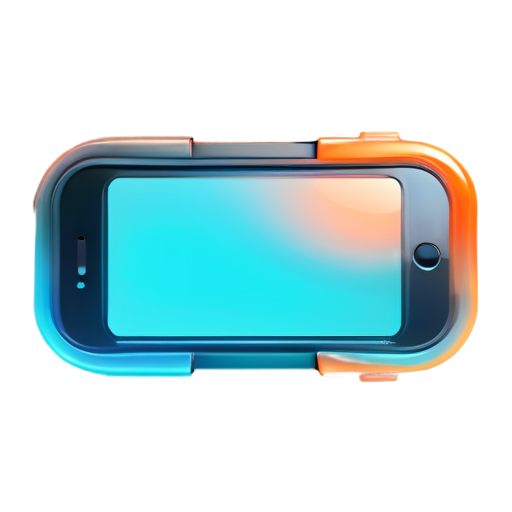 Phone Handset Icon. Technological style, 3D, turquoise and orange color - icon | sticker