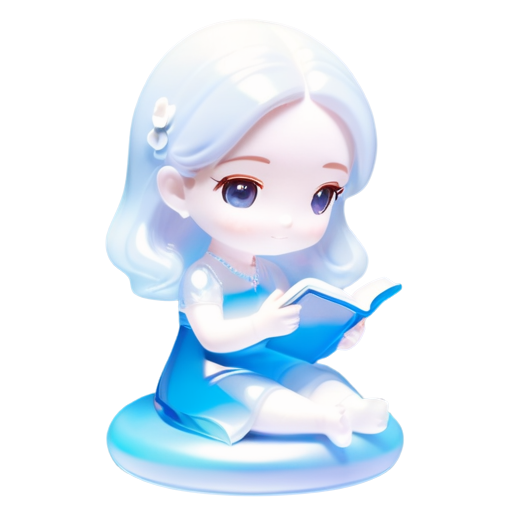 Jasmine in a blue dress siting in a lotos pose and she is reading a book - icon | sticker