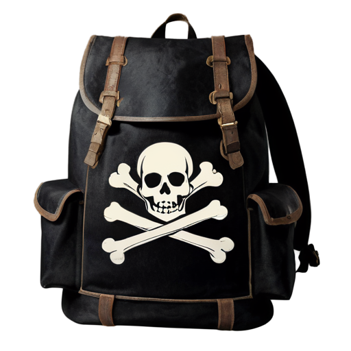 medieval backpack with skull and crossbones overlay - icon | sticker