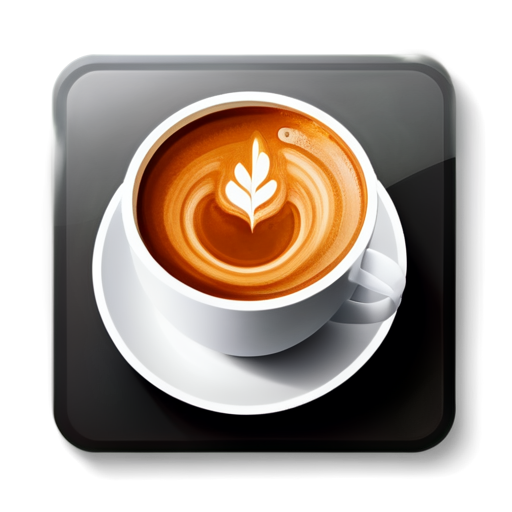 A Square Icon with Round Edgesound edges, a coffee, white background, minimal - icon | sticker