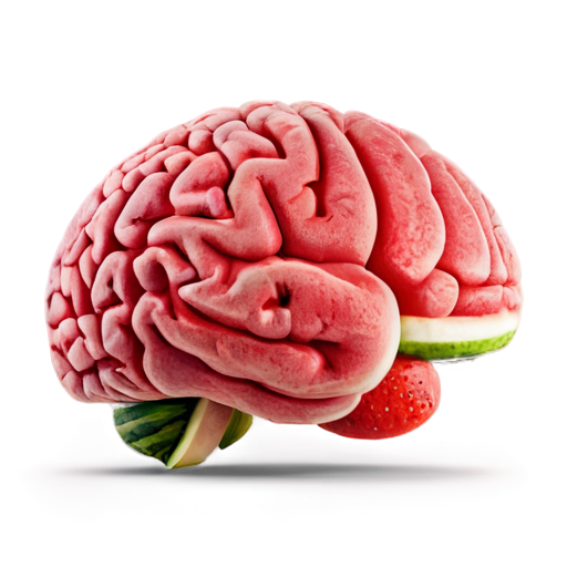 Human brain on the side watermelon texture - icon | sticker