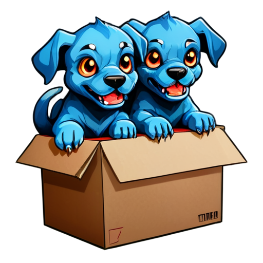 an evil three-headed Cerberus crawls out of the paper box - icon | sticker