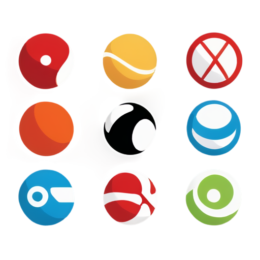 Colorful flat icons composed of overlapping various mainstream ball games - icon | sticker