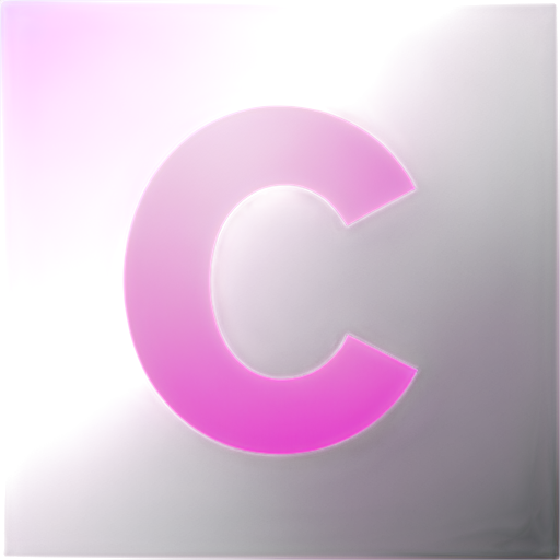 White symmetric letter "C" with a pink-purple gradient background - icon | sticker