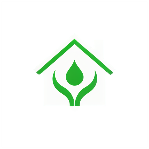 green minimalistic logo on white background with house sorrounded by spikelets of grain for family farm organic food webpage - icon | sticker