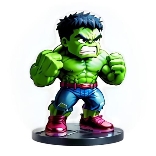 Epic full-body illustration of Hulk, standing in a powerful stance, muscles bulging, in a cityscape background, intense expression, ripped clothes, dynamic lighting, realistic style, high-definition. - icon | sticker