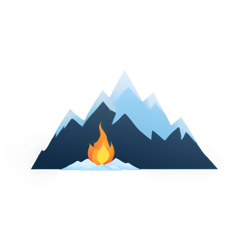 snowy mountains, horizon, iceberg, campfire, fantasy, mountain top, mountainous horizon, landscape, night, stars, milky way, snow - icon | sticker