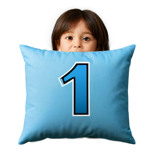 cute pillow holding number 1 - icon | sticker