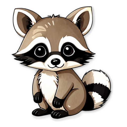 cute raccoon in the forest, watercolor - icon | sticker