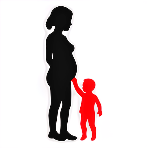 generate me an icon, a stickwoman, for a mobile application for save the children Romania starting from: - pregnant health, baby / newborn, predominantly with red save the children - an icon that no longer exists, stickman with a pregnant woman - icon | sticker