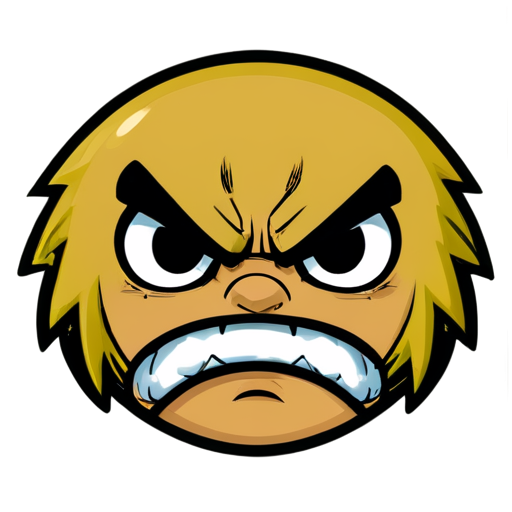 Simple angry graffiti style face, flat - icon | sticker