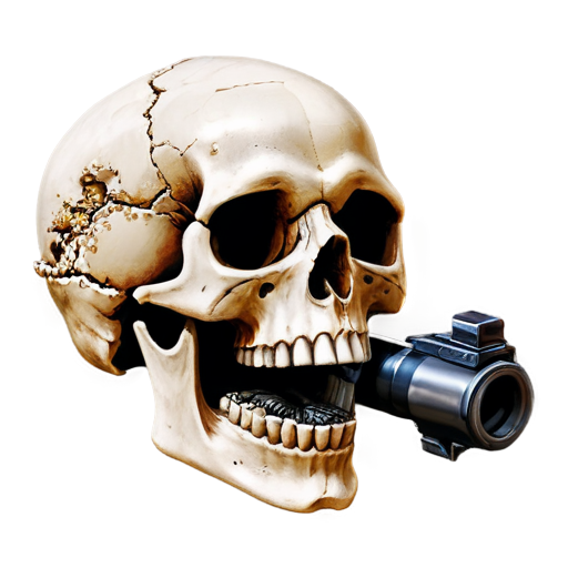 skull with a frag grenade in his teeth - icon | sticker