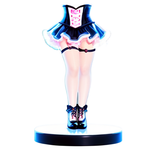 Sexy female figure in a revealing bunny costume, standing on a base with one leg raised, wearing a lacy corset, a fluffy tail, and high-heel thigh-high boots - icon | sticker