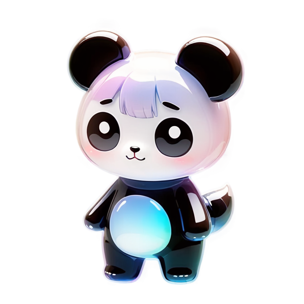 chibi:1.5, animal ears,cute,solo, full body, panda, animal focus,kawaii logo - icon | sticker