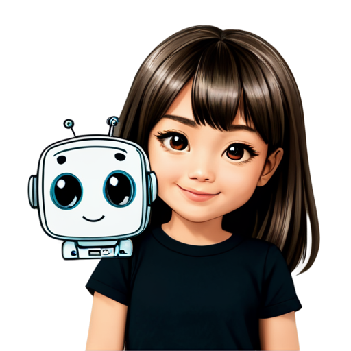 metal face, robot-girl, smilling, nice, Thoughtful assistant with camera - icon | sticker